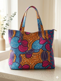African Ankara Cotton Large Tote Bag Purse Handmade